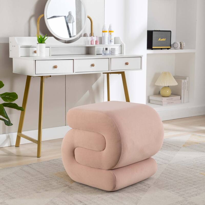 S-shape Ottoman Makeup Stool Footstool （Teddy/Velvet）