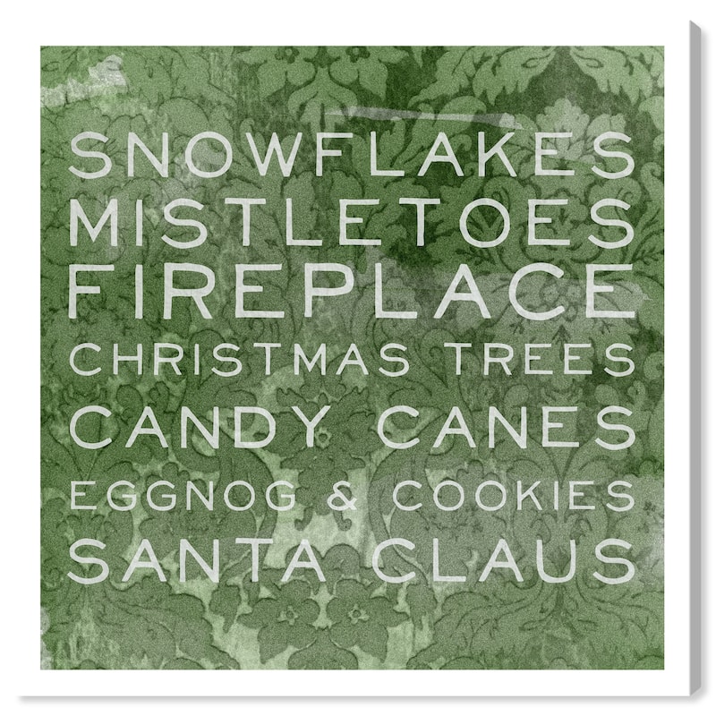 Wynwood Studio Prints Holiday and Seasonal Christmas List Green and Dark Green Modern & Contemporary Wall Art Canvas Print