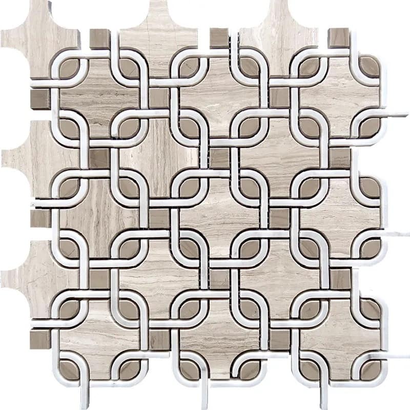 Apollo tile 12 x 12 Elysian Polished Wooden and Athens Grey, Bianco Carrara Marble Tile (4.67 sq ft/case) - 5 Pack