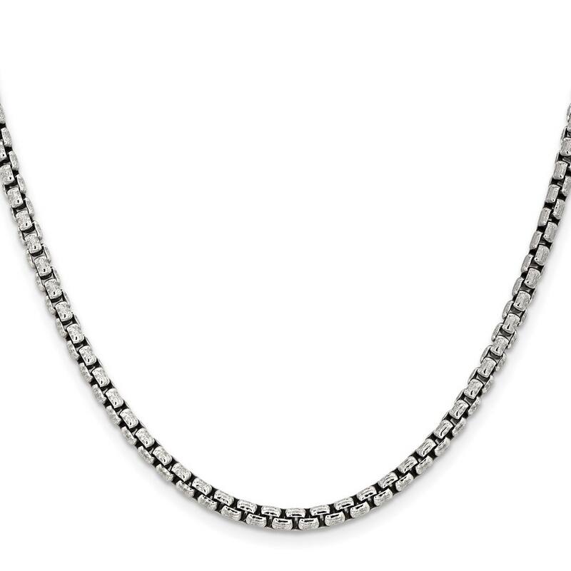 Curata 925 Sterling Silver 3.6mm Round Box Chain Necklace For Men
