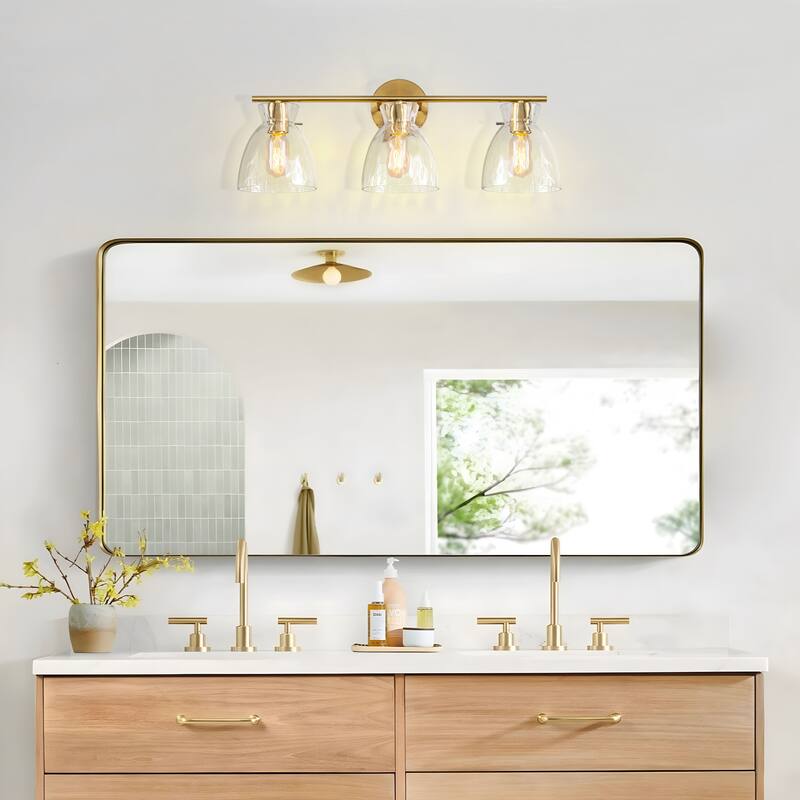 Starsky 3-Lights Modern Dimmable Hammered Glass Bathroom Vanity Light