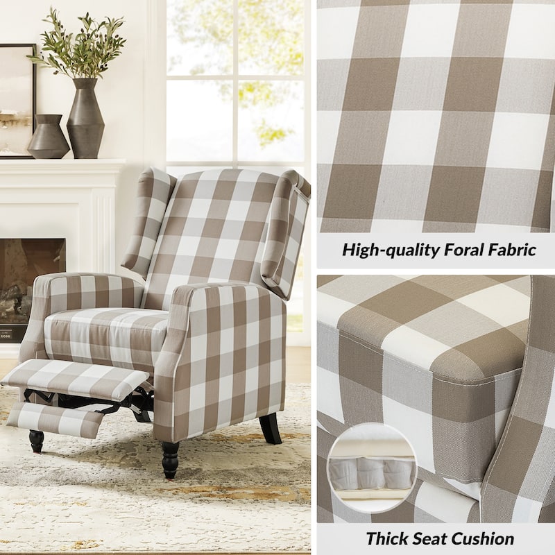 Damaris Mid-Century Modern Manual Pushback Recliner with Wingback Design Set of 2 by HULALA HOME