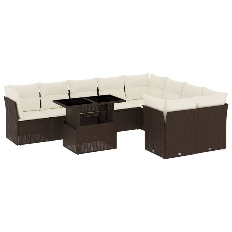 10-Piece Patio Sofa Set with Cushions - 21.7 x 39.4 x 28.7 in
