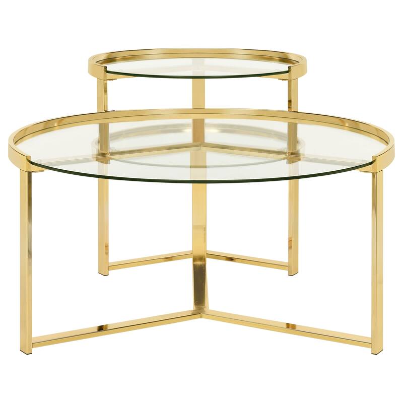 Delia 2-Piece Round Glass Top Nesting Coffee Table