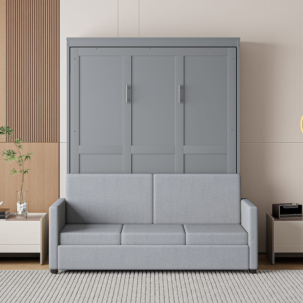 Full Size Murphy Bed Wall Bed with Sofa and Storage