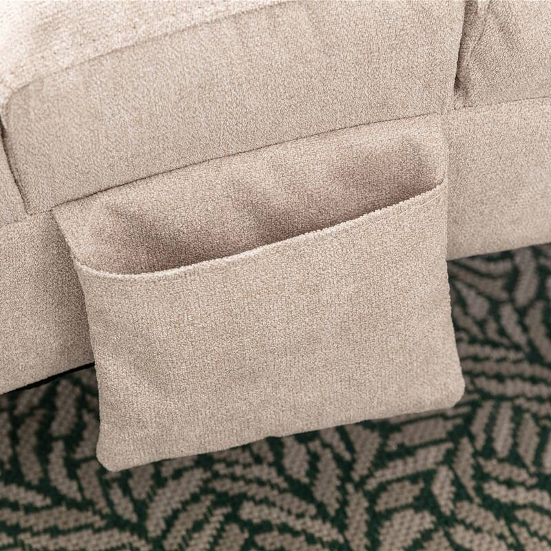 Beige Modern 21.65" High Back Upholstered Chaise Lounge Chair with Remote Control and Ergonomic Electric Massage