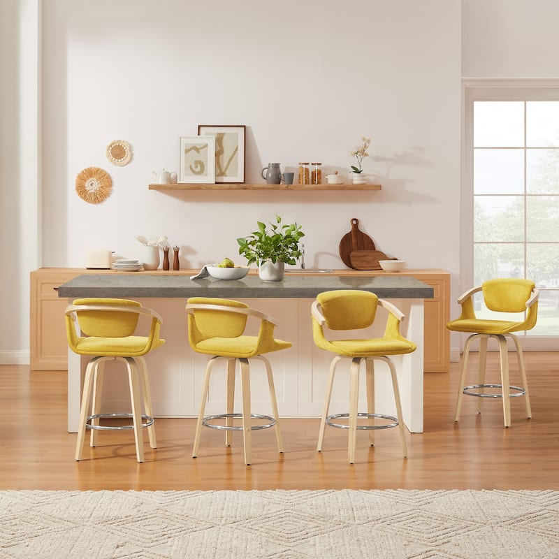 Art Leon Poplar Wood and Upholstered Swivel Barstool