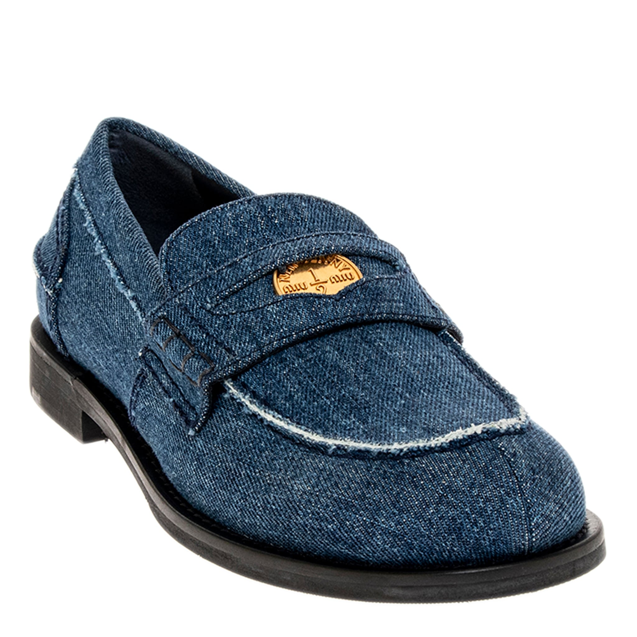 Miu Miu Denim Penny Loafers - Overstock - 43697198