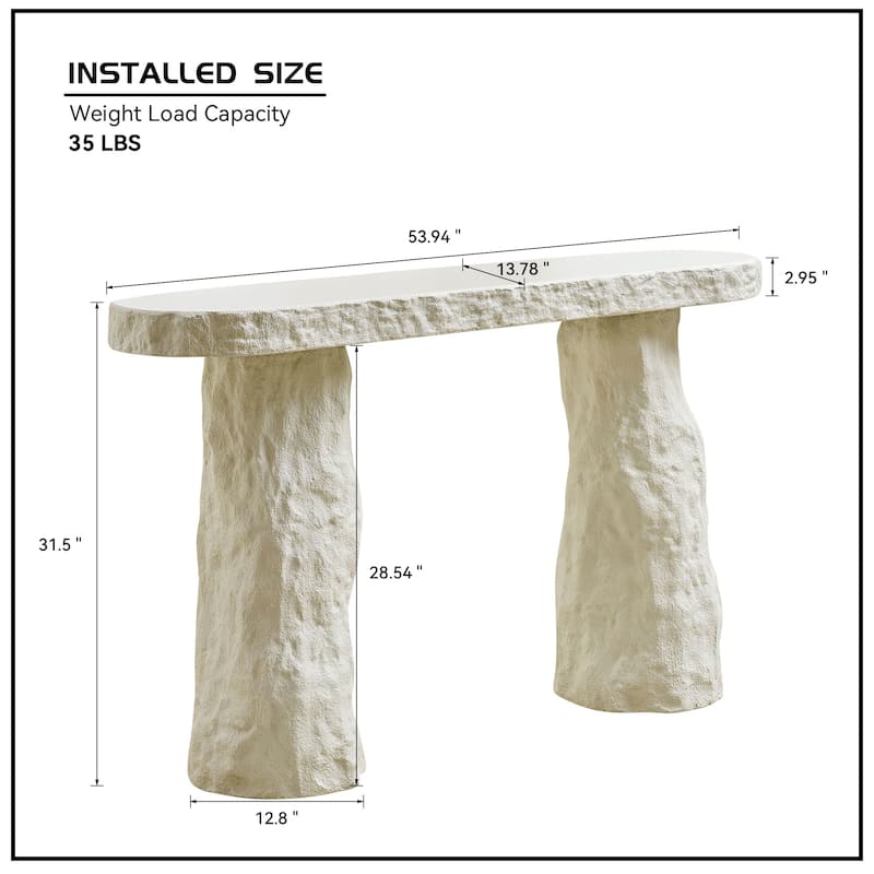 53.94 inch Modern Design Console Table,Imitation Stone Table,Fiberglass Entryway Table with Irregular Legs