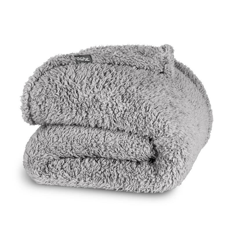 Faux Shearling Blanket - King - Light Gray - Solid
