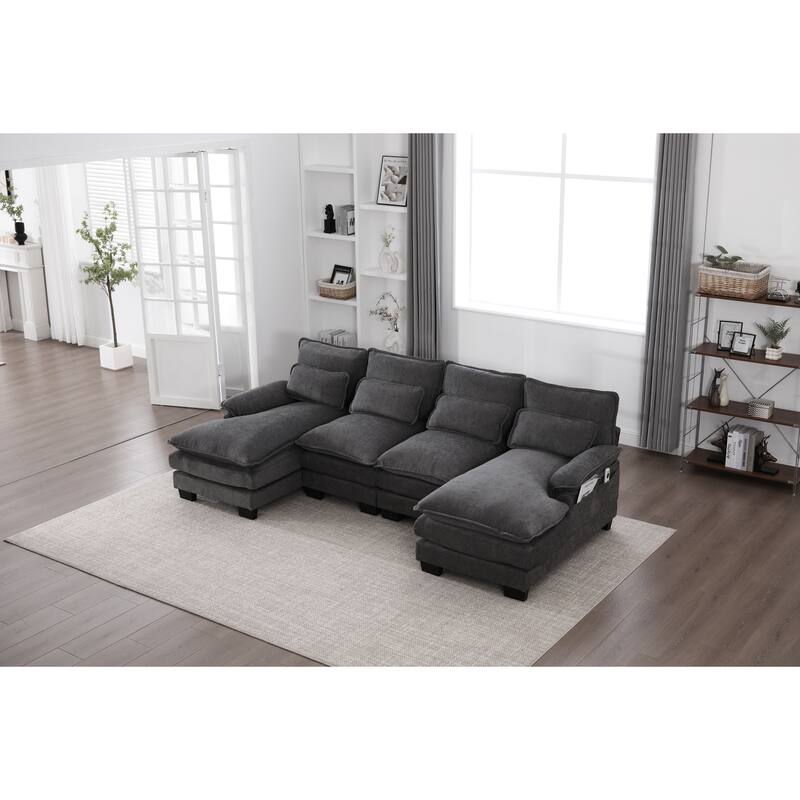 GDFStudio - U Shaped 110" Chenille Modular Cloud Sectional Couches