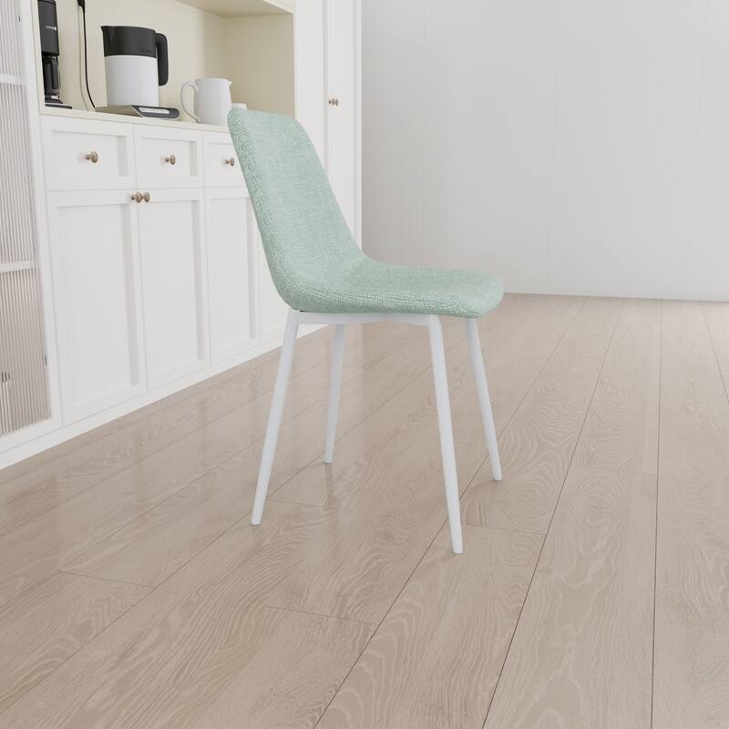 Modern Elegant Dining Chairs, Linen Upholstered Dining Chairs with Ergonomic Design, for Dining Rooms, Light Green, 4-Piece Set