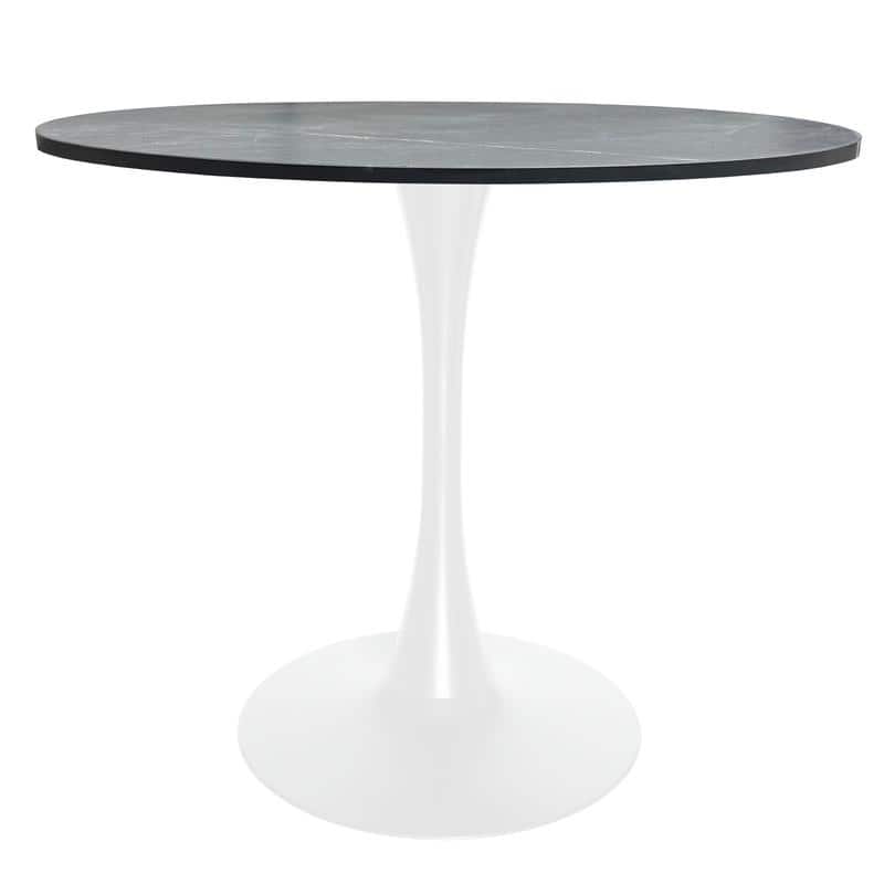 Bristol 36" Round Dining Table for 4 with MDF Top and Modern White Iron Base for Kitchen & Dining Room