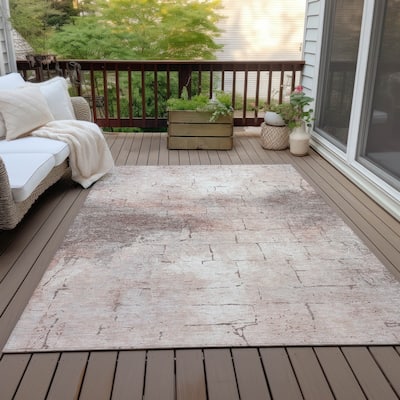 Machine Washable Indoor/Outdoor Vintage Bricks Chantille Rug