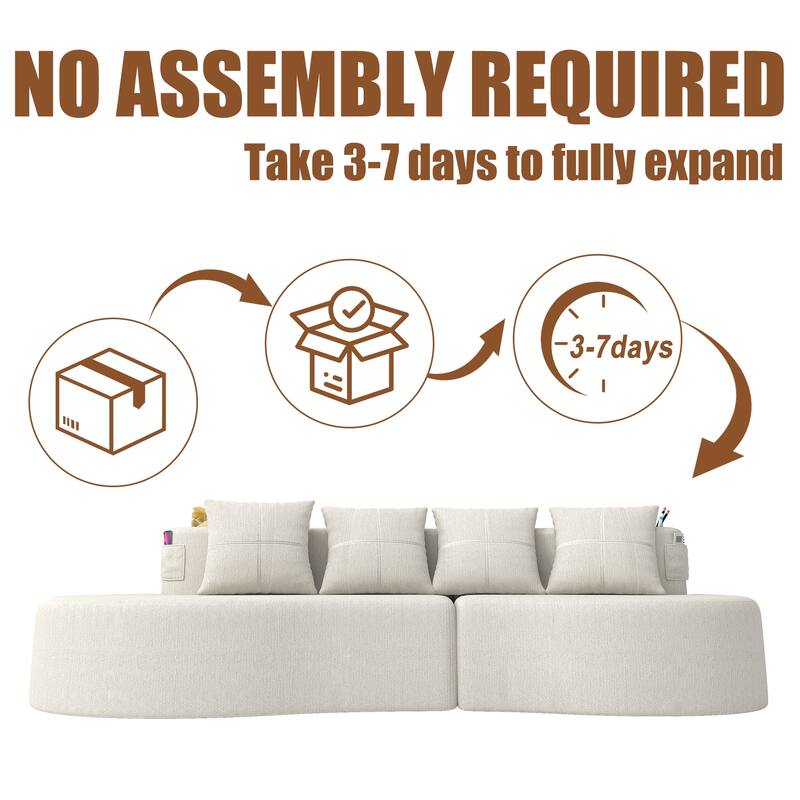 Modern Curved Sectional 3 Seat Minimalist Elegant Half Moon Sofa Compressed Modular Sectional Sofa for Living Room, Office