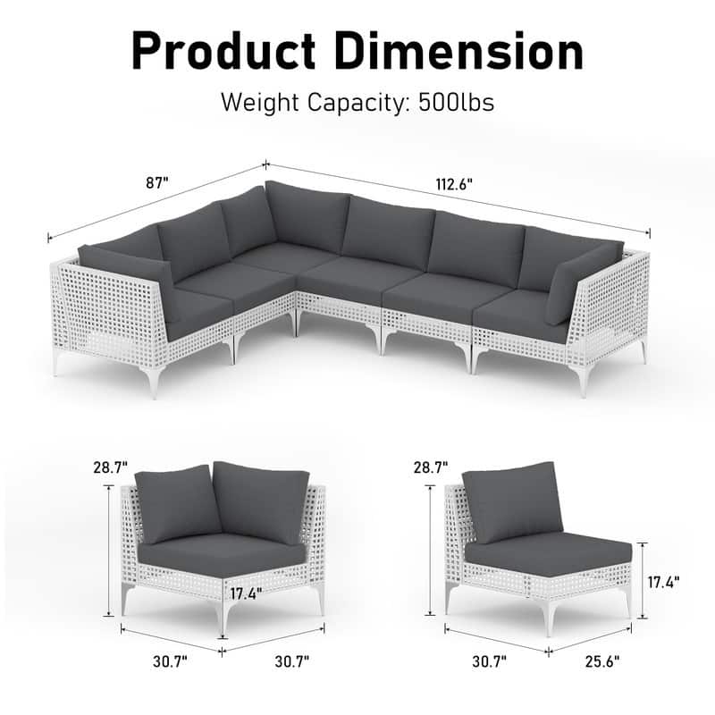FINCATI Outdoor Wicker Modular Sectional Conversation Set with Cushions, Modern Patio Furniture Set