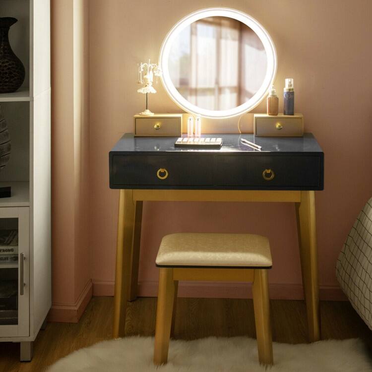 Set 3 Makeup Vanity Table Color Lighting Jewelry Divider Dressing Table - 52.5" x 31.5" x 16" (L x W x H)