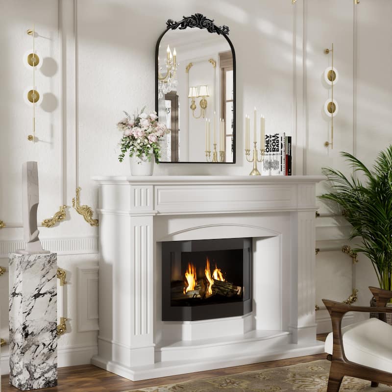 Baroque Ornate Metal Arch Mirror - 19W * 30H Inches