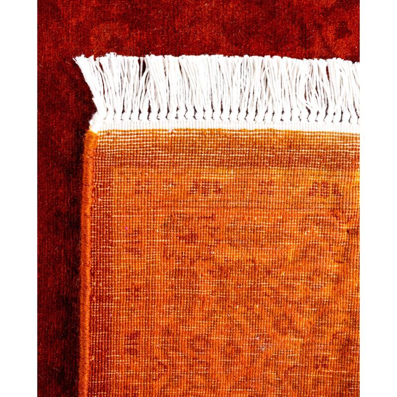 Overdyed One-of-a-Kind Hand-Knotted Area Rug - Orange - 2' 7" x 10' 1"