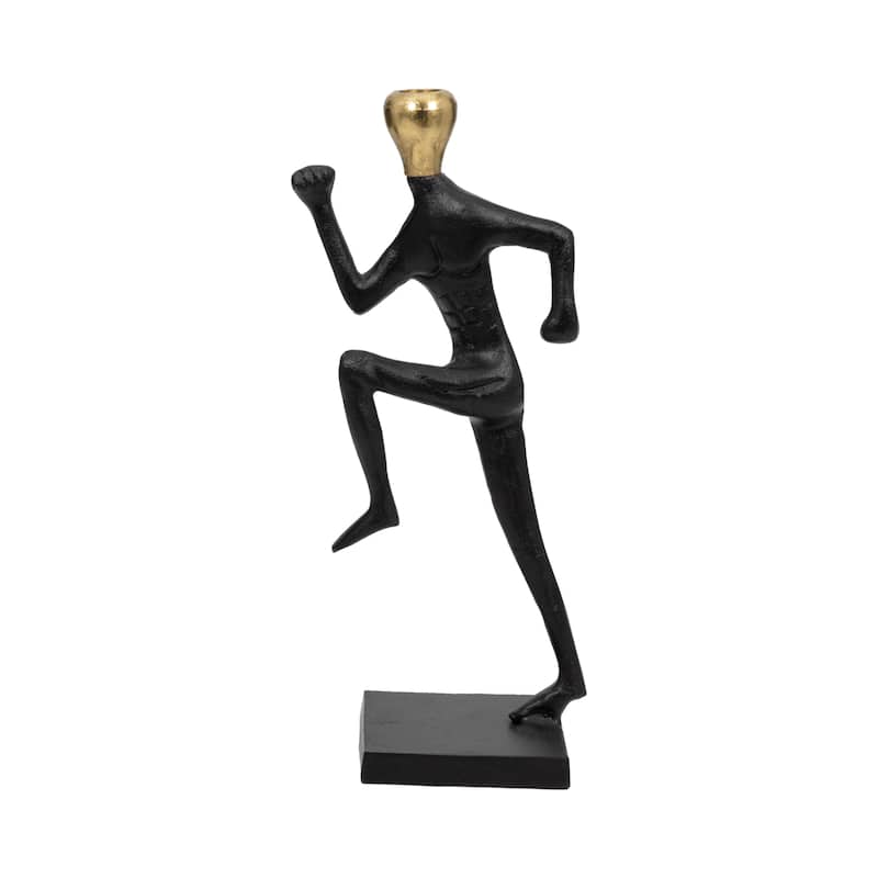 Sagebrook Home Modern Gold and Black Running Man Metal Taper Candle Holder - 7" x 5" x 15" - 7" x 5" x 15" - Solid gold Gold - 7" x 5" x 15"