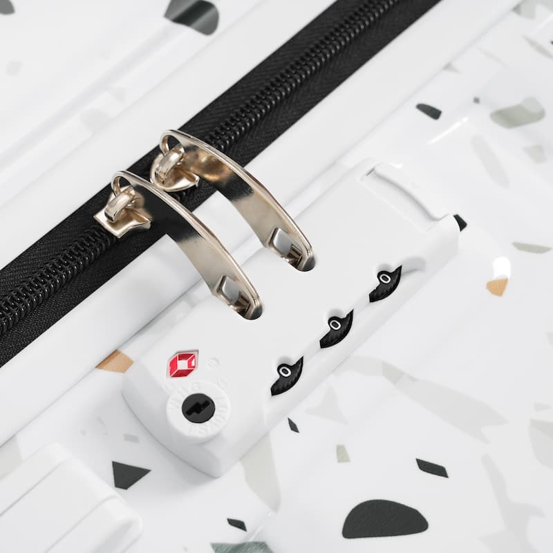 3-Piece, 20-Inch Modern Hard Shell Luggage with USB Port and Spinner Wheels, for Boarding Travel, White