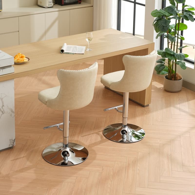 Swivel Foam Barstools Adjusatble Seat Set of 2