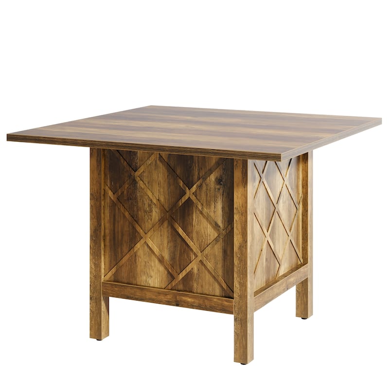 4-Person Farmhouse Wooden Square Dining Dinner Table for Kitchen