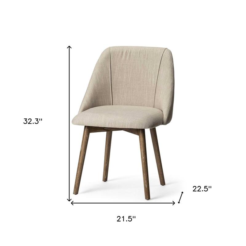 HomeRoots Set Of Two Cream And Brown Upholstered Fabric Side Chairs - 21.50 in. x 32.30 in. x 22.50 in.