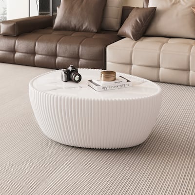 Light Marble Top Goose Eggs Shape Coffee modern Sofa Table for Living Room