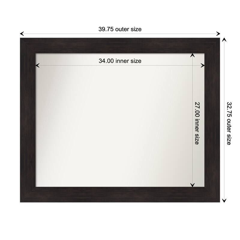 Furniture Espresso Framed Non-Beveled Custom Wall Mirror, Bathroom Vanity Mirror - Outer Size: 39.75 x 32.75