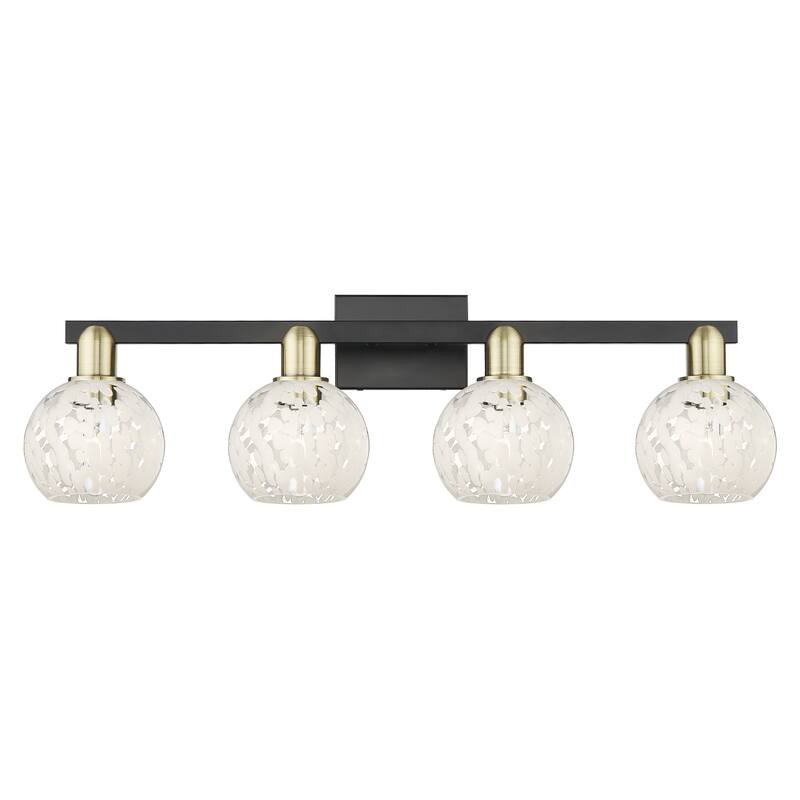 Innovations Lighting Endless Possibilities Arcadia - White Mouchette - 4 Light 33" Bath Vanity Light - Black Antique Brass