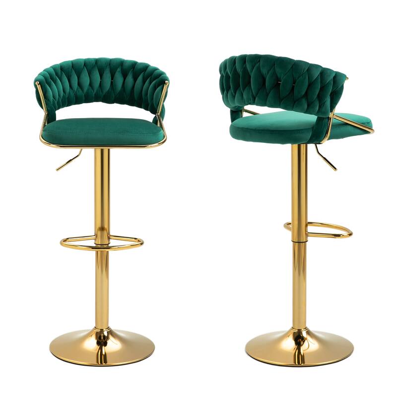 Set of 2 Bar Stool Adjustable Height with Swivel Seat