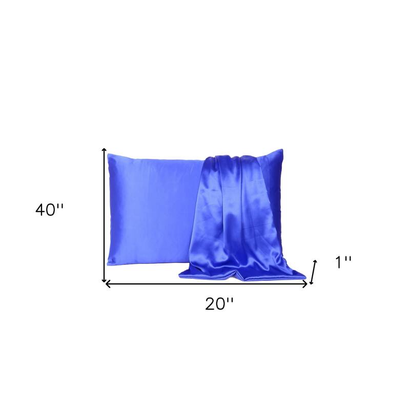 HomeRoots Royal Blue Dreamy Set Of 2 Silky Satin King Pillowcases