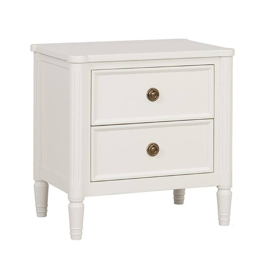 Alta Nightstand, 2 Drawers, USB A-C, Gold, White Solid Wood, 26 Inch
