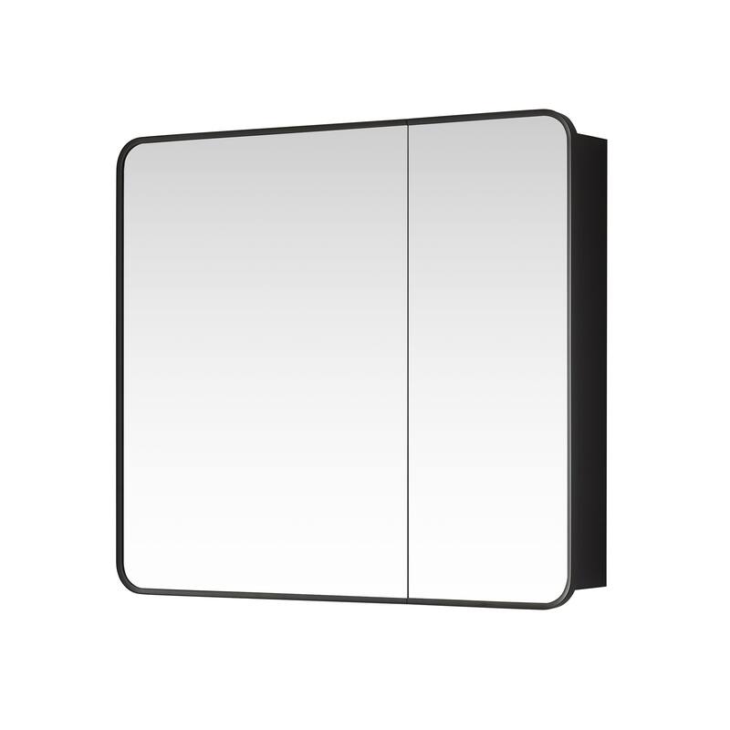 Talayuela Rectangular Aluminum Framed Medicine Cabinet with Mirror - 36"W x 32"H - Brushed Black Frame