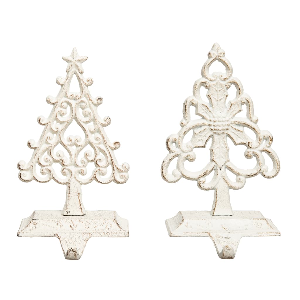 Transpac Cast Iron Ornate Tree Stocking Hanger Set of 2 Christmas Home Decorations