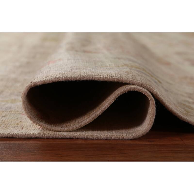 Hand Knotted Oriental 100% Wool Carpet Transitional All-Over Beige & Ivories Oushak Area Rug - 10' 5'' X 8' 3''