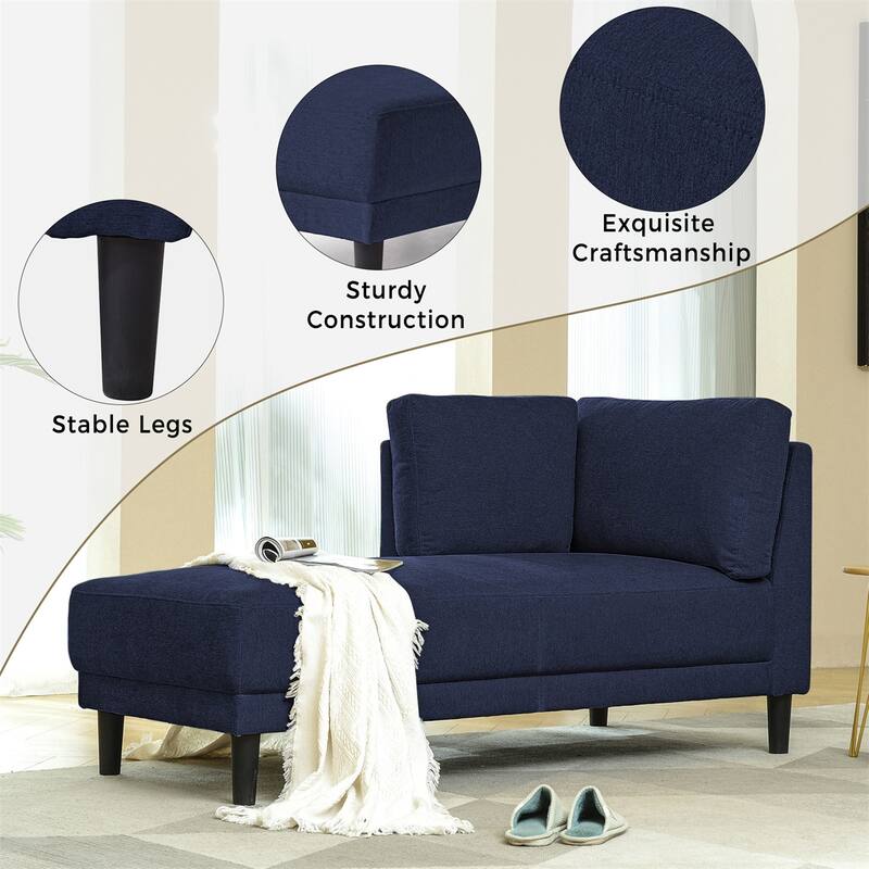 65" Upholstered Chaise Lounge, Sleeper Sofa, Solid Wood Sofa Bed
