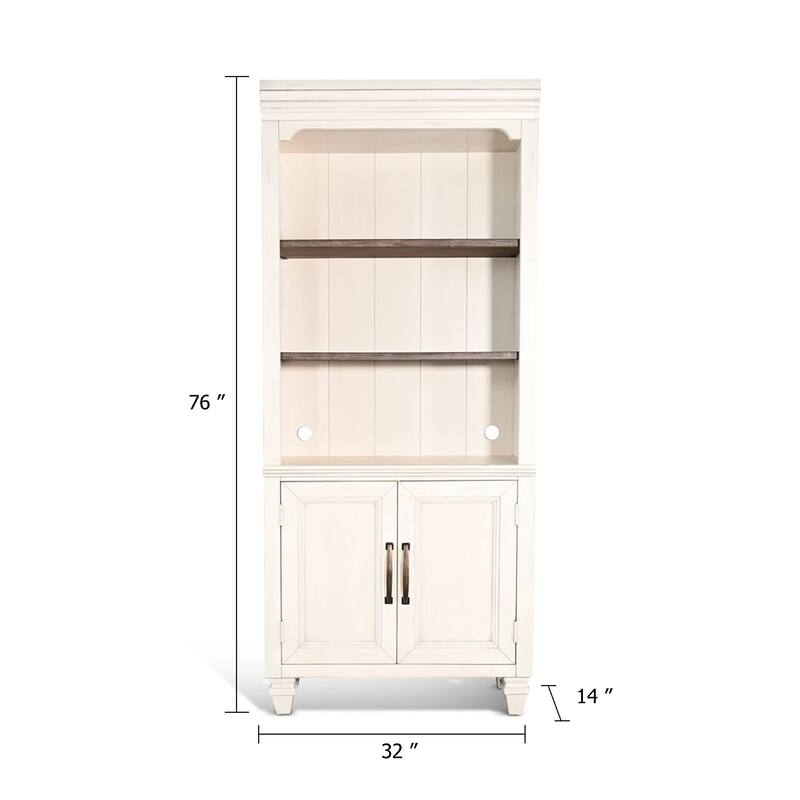 Barnie Bookcase Cabinet with 3 Open Shelves, Brown White Mahogany Wood