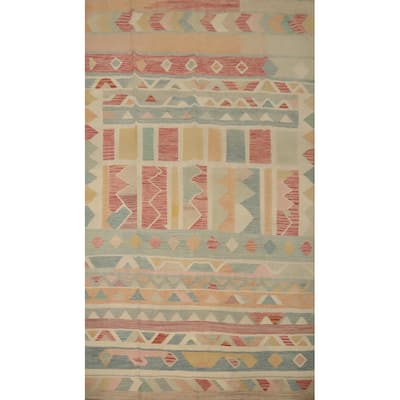 Hand Woven Oriental 100% Wool Carpet Southwestern Tribal Multi-Colored Kilim Area Rug - 9' 7'' X 6' 7''