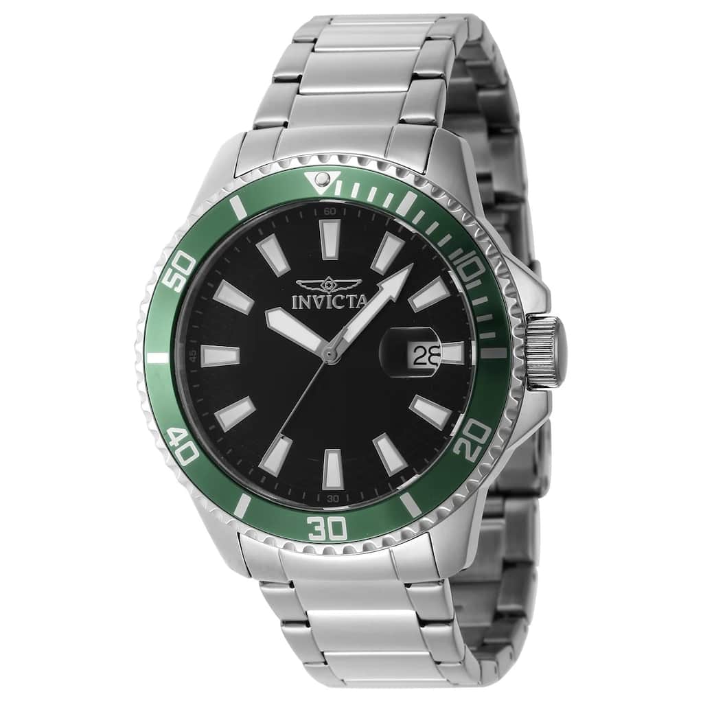 Invicta Men's 46075 Pro Diver Quartz 3 Hand Black Dial Watch