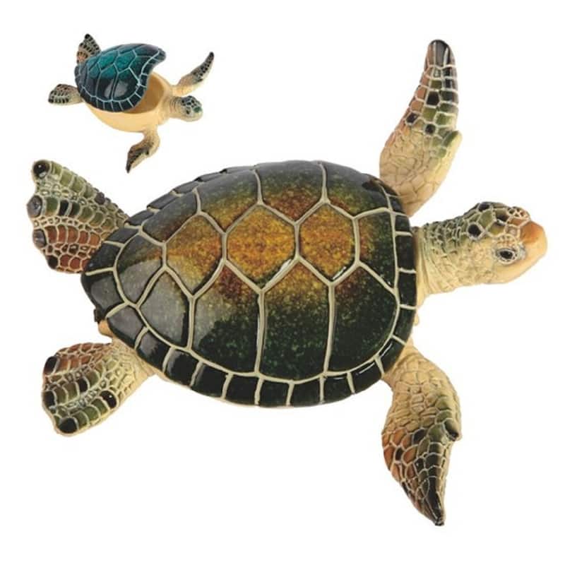 Q-Max 6.5"W Green Sea Turtle Marine Life Decoration Jewelry Trinket Box