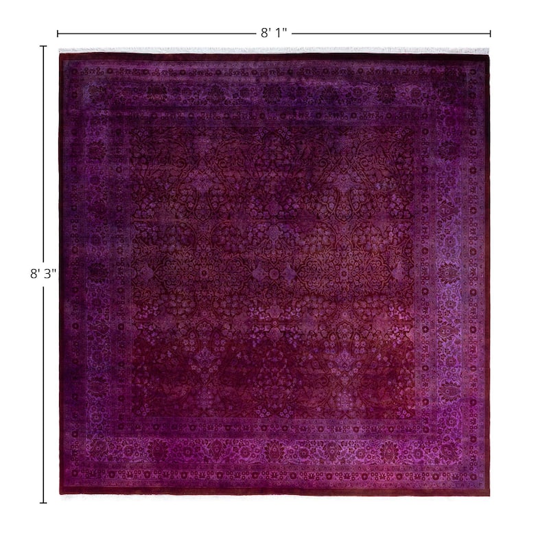 Fine Vibrance One-of-a-Kind Hand-Knotted Area Rug - Purple, 8' 1" x 8' 3" - 8' 1" x 8' 3"