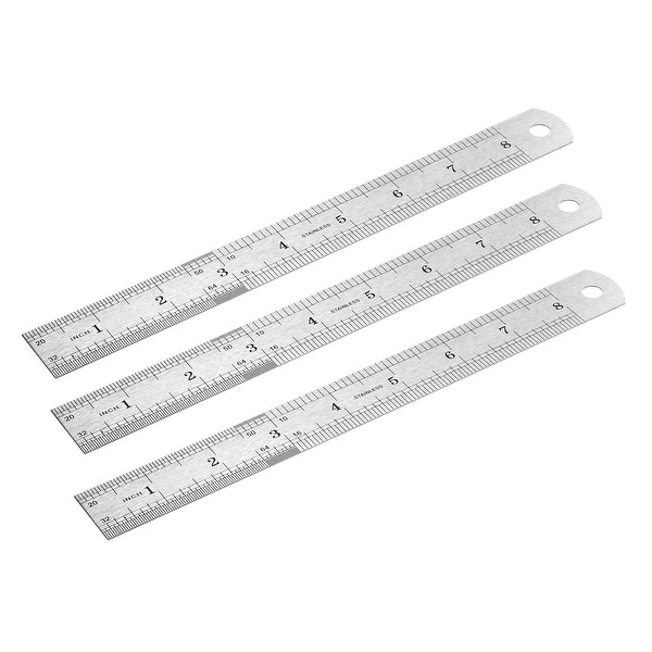 3 Pcs Steel Ruler, 8 inch Ruler Inches and Centimeters Ruler, Measuring Ruler