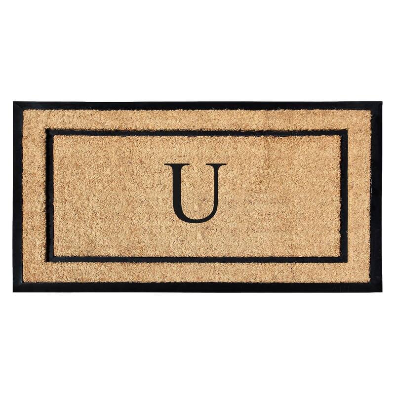 A1HC Natural Coir Monogrammed Door Mat for Front Door, Durable Large Outdoor Rug, Heavy Duty Welcome Doormat - 24" X 48"