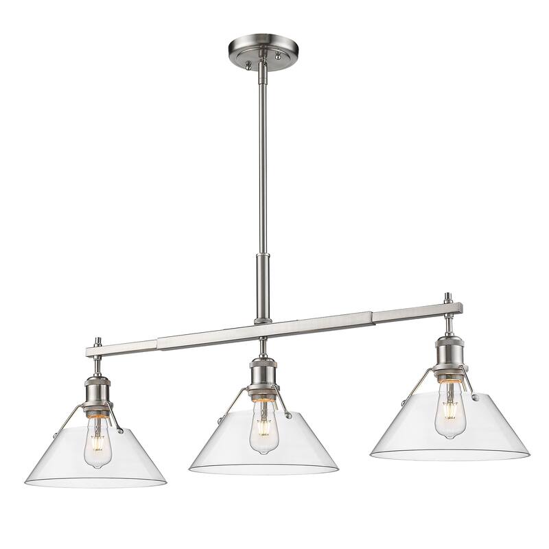 Yep by Golden Lighting Orwell 3-light Island Light in Pewter and Clear Glass - Silver