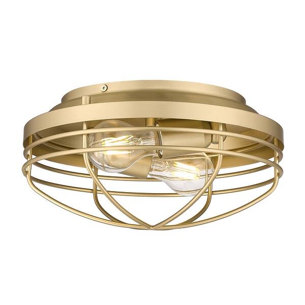 slide 2 of 6, Golden Lighting Seaport 2-light Flush Mount in Brushed Champagne Brass