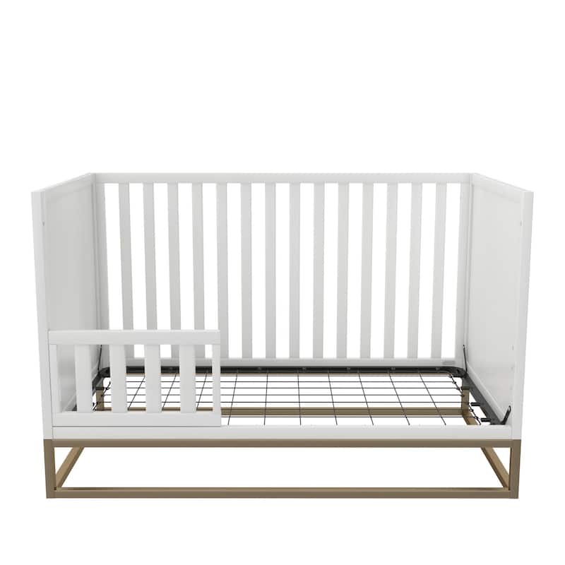 Little Seeds Haven 3 in 1 Convertible Wood Crib with Metal Base