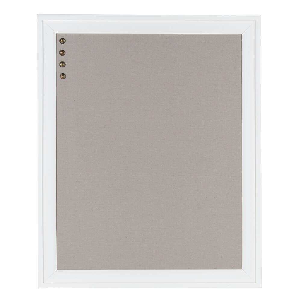 DesignOvation Bosc Framed Gray Linen Fabric Pinboard