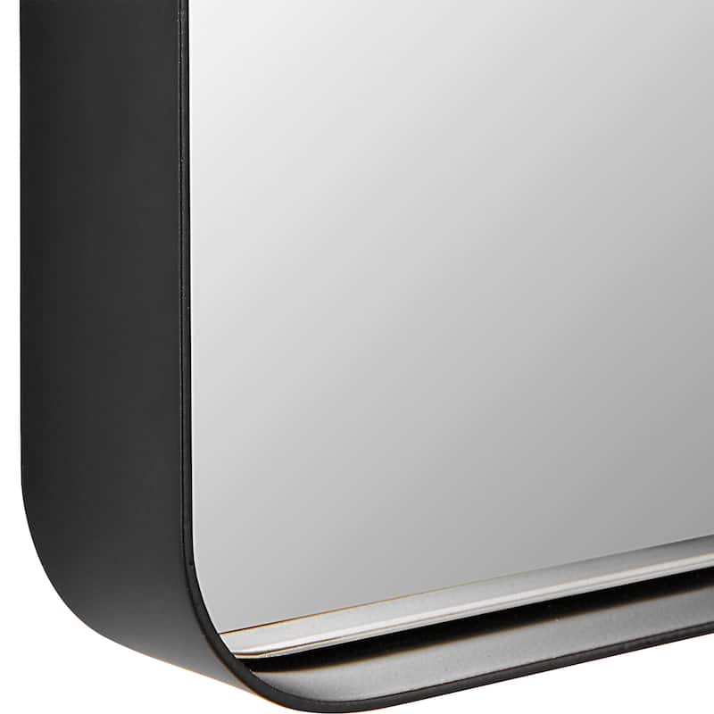 Matte Black Rectangular Mirror - 20.47"W x 32.28"H x 1.57"D